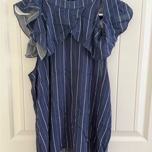 Blue Rain Navy and White Striped Blouse